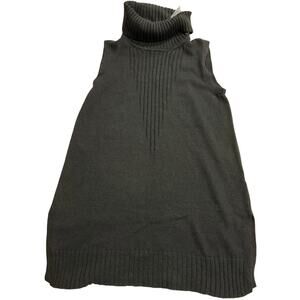 NWT WHBM Cowl Neck Sleeveless Sweater Ribbed Womens Small Black Editorial Tabard